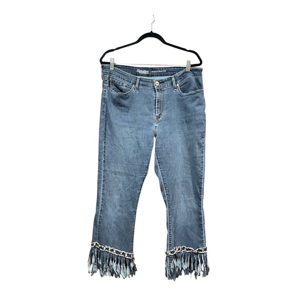 Y2K Levi’s Jeans Women Blue Fringe 33 Modern Boot Cut